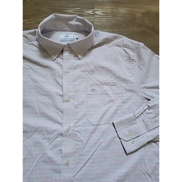 Southern Tide Other - Southern Tide Intercoastal Performance Nylon Shirt Mens L Blue/Red Button Down